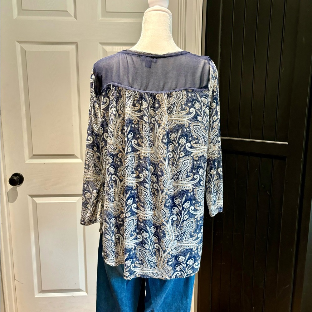 Lucky Brand Button Down Sheer Blouse - Sz M - Picture 5 of 7